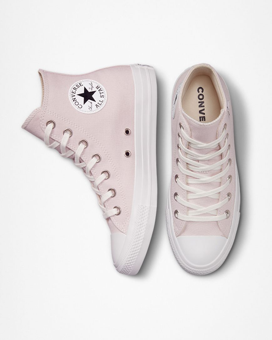 Dámské Boty Vysoké Converse Chuck Taylor All Star Embroidered Crystals Růžové Bílé | CZ GXNO94